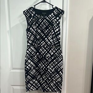 Enfocus Studio Black and White Sheath Dress Knee-Length Sleeveless for Cocktail